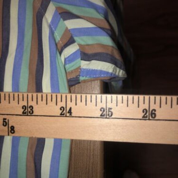 SK2 Men’s Colorful Striped Button Up Shirt Size 4 Cotton Blue Green Large - Picture 7 of 11